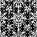 Vector Seamless Pattern. Lace Print. Palms. Royalty Free Stock Photo